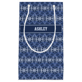 Aangepaste naam voor wielblauw patroon medium cadeauzakje