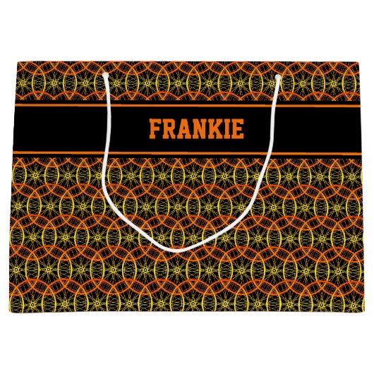 Aangepaste naam voor wielwielpatroon groot cadeauzakje (Voorkant)