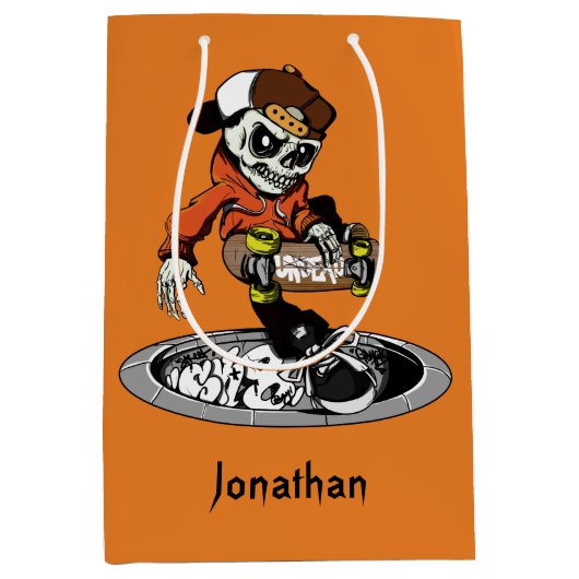 Aangepaste naam voor Zombie Skater en cadeautassen Medium Cadeauzakje (Voorkant)