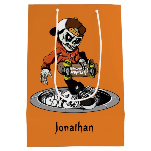 Aangepaste naam voor Zombie Skater en cadeautassen Medium Cadeauzakje (Achterkant)
