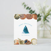 Aangepaste naam voor zomerkerstbeach Seashell Feestdagenkaart (Staand voorkant)