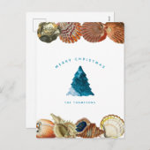 Aangepaste naam voor zomerkerstbeach Seashell Feestdagenkaart (Voorkant / Achterkant)