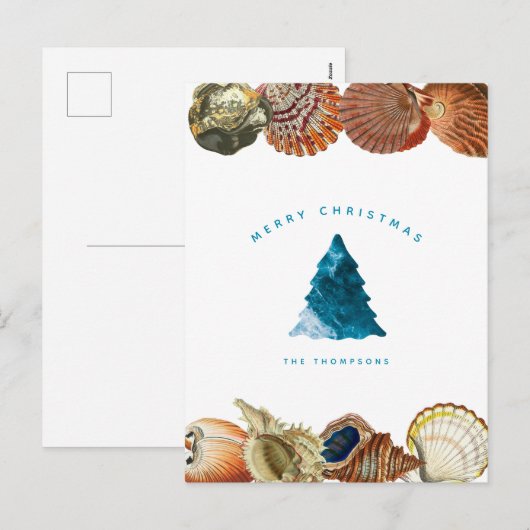 Aangepaste naam voor zomerkerstbeach Seashell Feestdagenkaart (Voorkant / Achterkant)