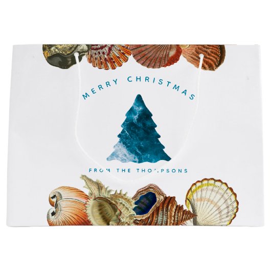 Aangepaste naam voor zomerkerstbeach Seashell Groot Cadeauzakje (Voorkant)