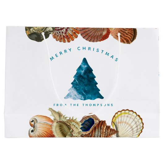 Aangepaste naam voor zomerkerstbeach Seashell Groot Cadeauzakje (Achterkant)