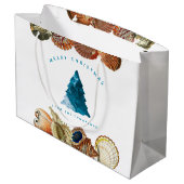 Aangepaste naam voor zomerkerstbeach Seashell Groot Cadeauzakje (Achterkant Gekanteld)