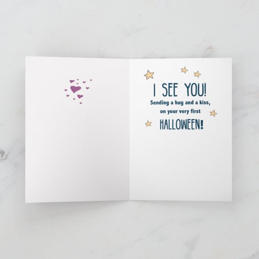 Aangepaste naam Voornaam Halloween Baby Peek A Boo Kaart (Binnen)
