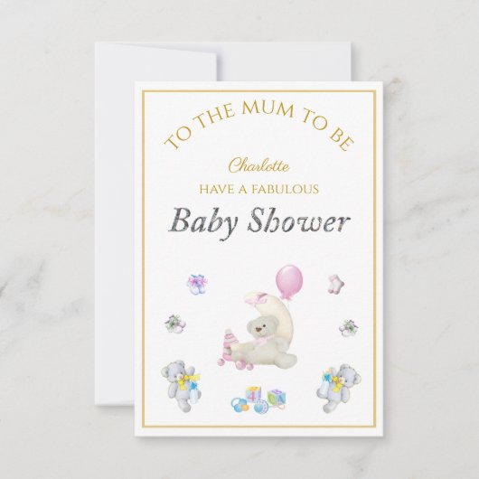 Aangepaste naam Vos met ballonnen Baby Shower (Voorkant)