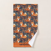 Aangepaste naam Vossen en bladeren Patroon Bad Handdoek (Handdoek)