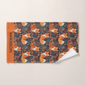 Aangepaste naam Vossen en bladeren Patroon Bad Handdoek (Handdoek)