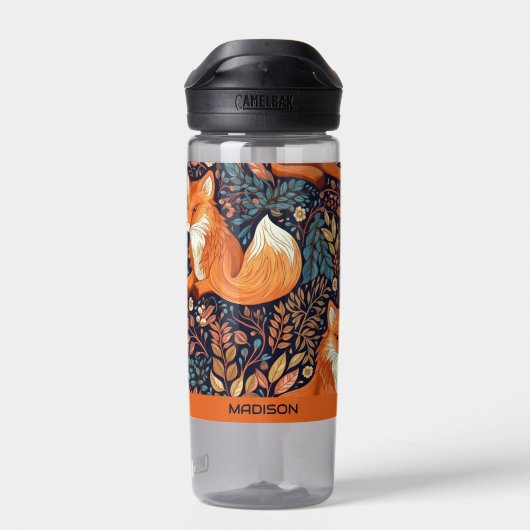 Aangepaste naam Vossen en bladeren Patroon Waterfles (Achterkant)