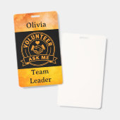 Aangepaste naam vrijwilliger evenementenstaf badge (Voor- en achterkant)