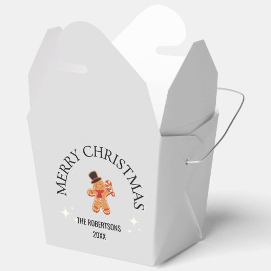 Aangepaste naam Vrolijk Kerst peperkoek man grijs Bedankdoosjes (Open)