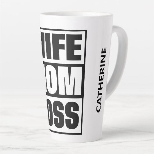 Aangepaste naam Vrouw - Mam - Baas Latte Mok (Rechterhoek)