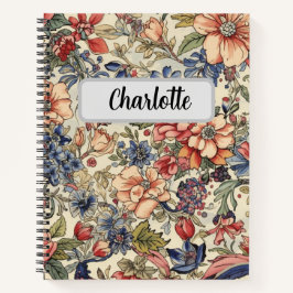 Aangepaste naam vrouwelijke elegante vintage bloem notitieboek