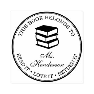 Aangepaste naam waartoe dit boek behoort rubberstempel