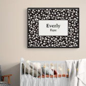 Aangepaste Naam Wanddecoratie Zwart Wit Bloemen Pr Poster