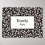 Aangepaste Naam Wanddecoratie Zwart Wit Bloemen Pr Poster (Voorkant)