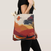 Aangepaste naam, warm herfstlandschap, minimalisti tote bag (Dichtbij)