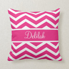 Aangepaste naam warm roze Chevron Kussen