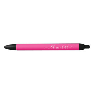 Aangepaste naam warm roze zwarte inkt pen