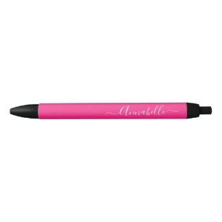 Aangepaste naam warm roze zwarte inkt pen