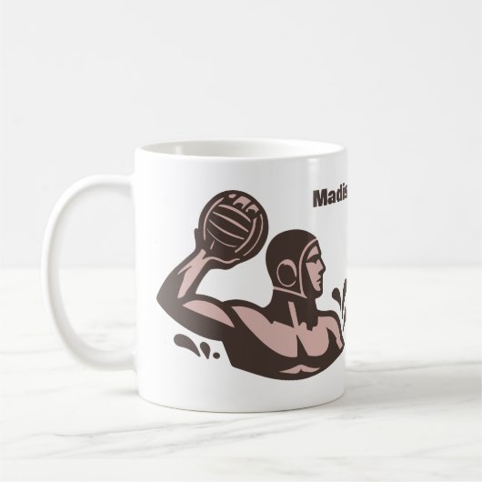 Aangepaste naam waterpolo koffiemok (Links)