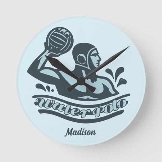 Aangepaste naam waterpolo ronde klok (Voorkant)