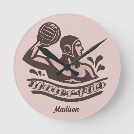 Aangepaste naam waterpolo ronde klok (Voorkant)