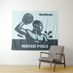 Aangepaste naam waterpolo wandkleed