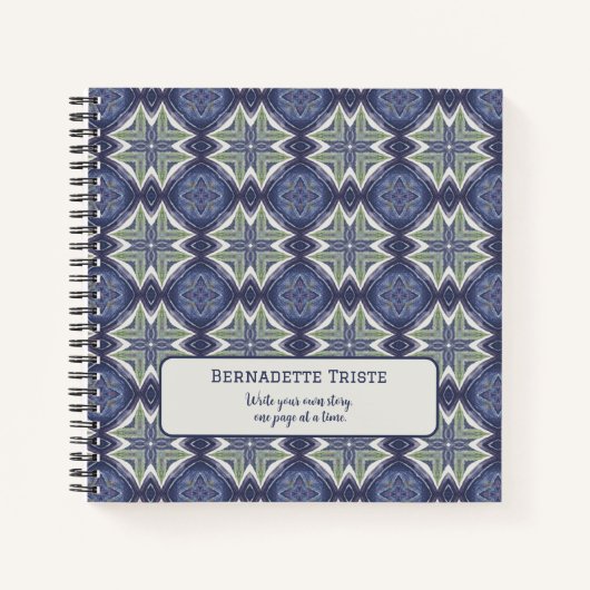Aangepaste naam Waterverf Abstract geometrisch pat Notitieboek (Voorkant)