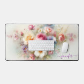 Aangepaste naam waterverf aquarel bloemensjabloon bureaumat (Keyboard & Muis)