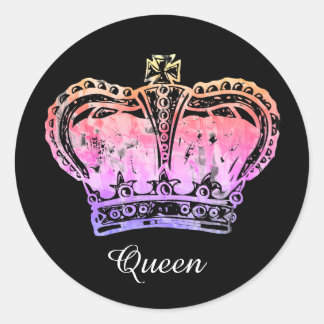 Aangepaste naam Waterverf Art Royal Crown King Que Ronde Sticker