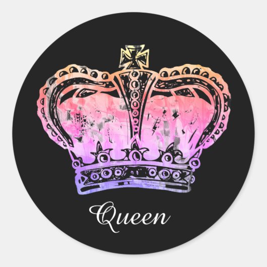 Aangepaste naam Waterverf Art Royal Crown King Que Ronde Sticker (Voorkant)