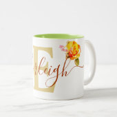 Aangepaste naam Waterverf Art Rozen Floral Everlei Tweekleurige Koffiemok (Voorkant rechts)