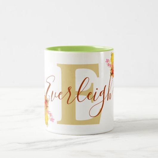Aangepaste naam Waterverf Art Rozen Floral Everlei Tweekleurige Koffiemok (Center)