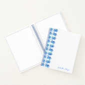 Aangepaste Naam Waterverf Blauw Bloemen Notitieboe Notitieboek (Binnen)