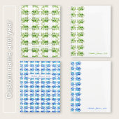 Aangepaste naam waterverf blauwe bloemen planner