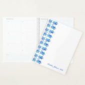 Aangepaste naam waterverf blauwe bloemen planner (Display)