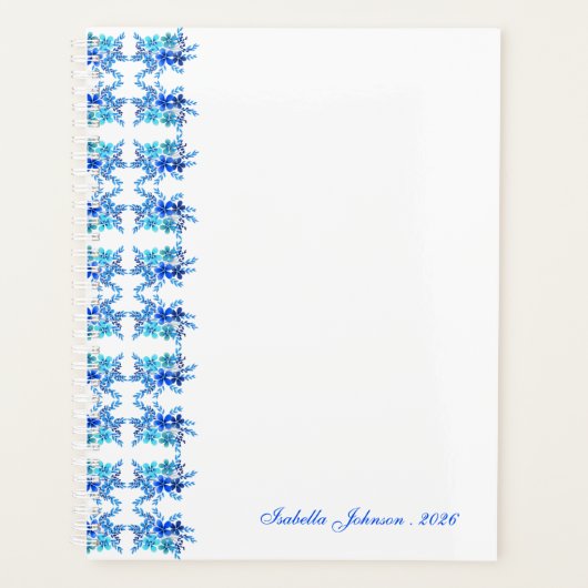 Aangepaste naam waterverf blauwe bloemen planner (Voorkant)