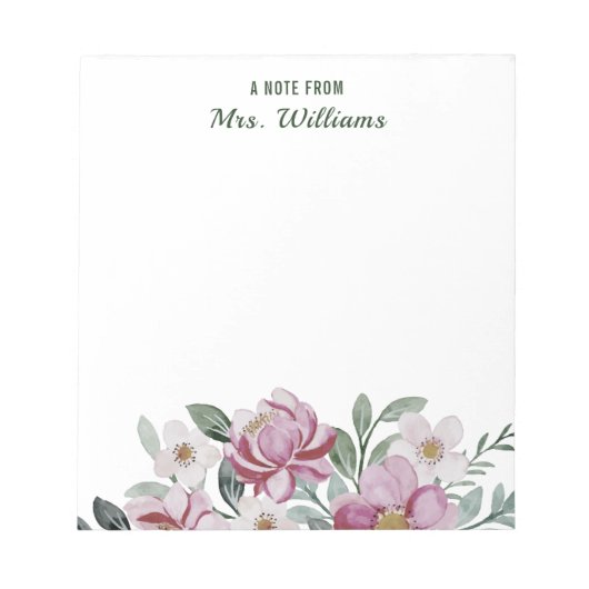Aangepaste naam Waterverf bloemen bloemen een opme Notitieblok (Voorkant)