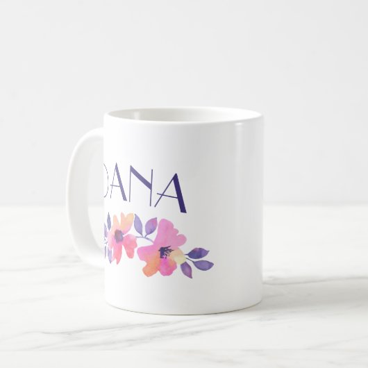 Aangepaste naam Waterverf bloemen koffie Koffiemok (Voorkant links)
