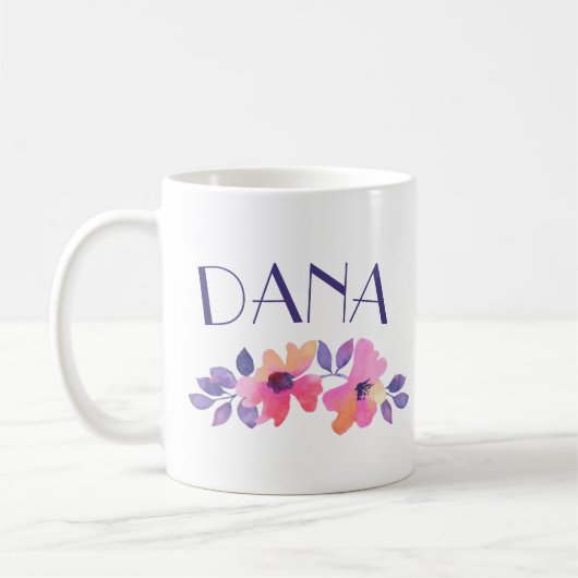 Aangepaste naam Waterverf bloemen koffie Koffiemok (Links)