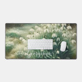 Aangepaste Naam Waterverf Bloemen Sneeuwklokjes Bureaumat (Keyboard & Muis)