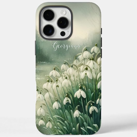 Aangepaste Naam  Waterverf Bloemen Sneeuwklokjes Case-Mate iPhone Case (Achterkant)