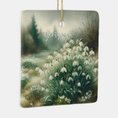 Aangepaste Naam  Waterverf Bloemen Sneeuwklokjes Keramisch Ornament (Rechts)