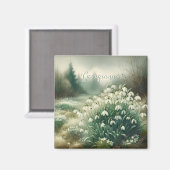 Aangepaste Naam  Waterverf Bloemen Sneeuwklokjes Magneet (Voorkant / Achterkant)