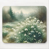 Aangepaste Naam Waterverf Bloemen Sneeuwklokjes Muismat (Voorkant)