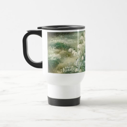 Aangepaste Naam  Waterverf Bloemen Sneeuwklokjes Reisbeker (Links)