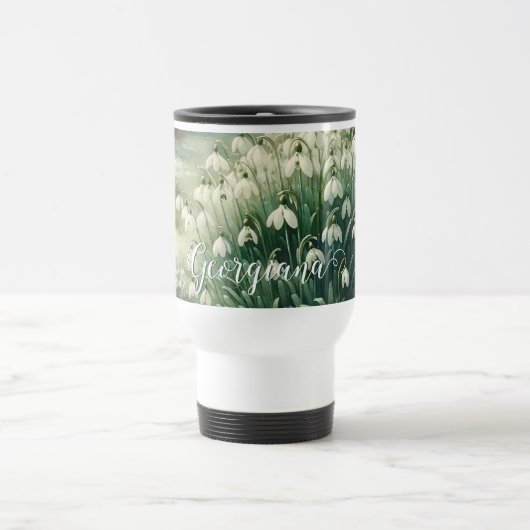 Aangepaste Naam  Waterverf Bloemen Sneeuwklokjes Reisbeker (Center)